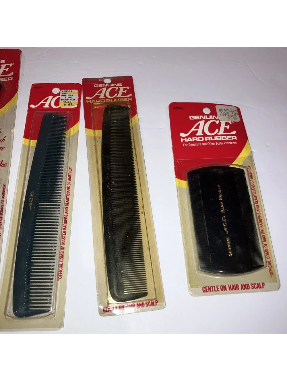 Lot Of 5 Vintage Genuine Ace Hard Rubber Mix Combs OLD NEW STOCK “RARE” 💈 💈